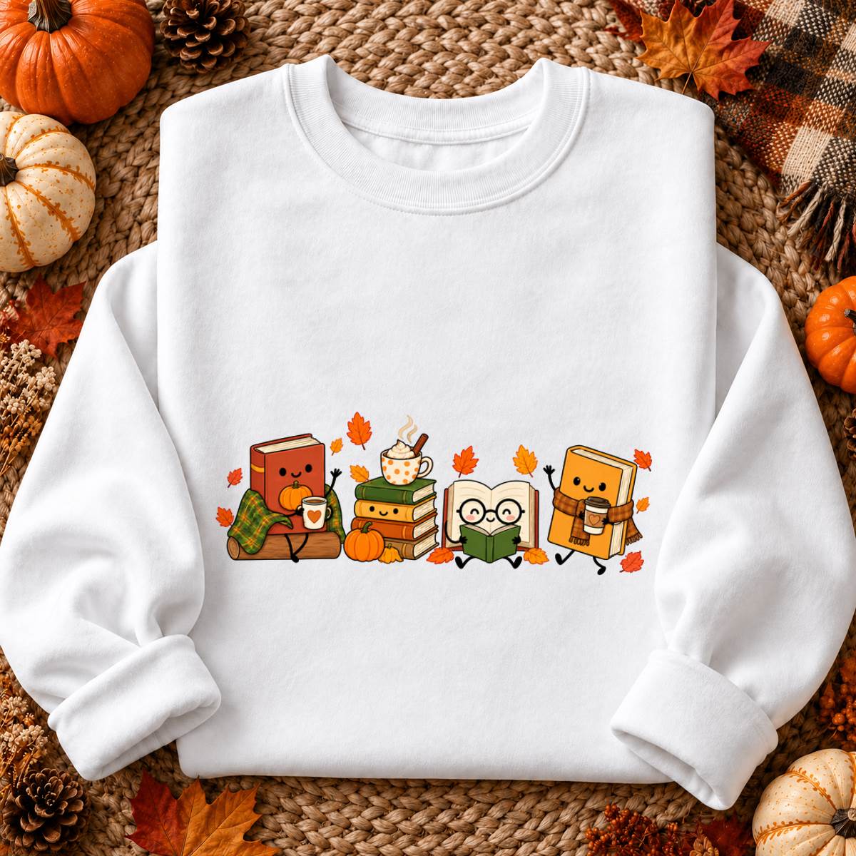 Cozy Fall Book Lover Shirt, Cute Reading and Coffee T-Shirt, Sweatshirt & Hoodie, Librarian Gift