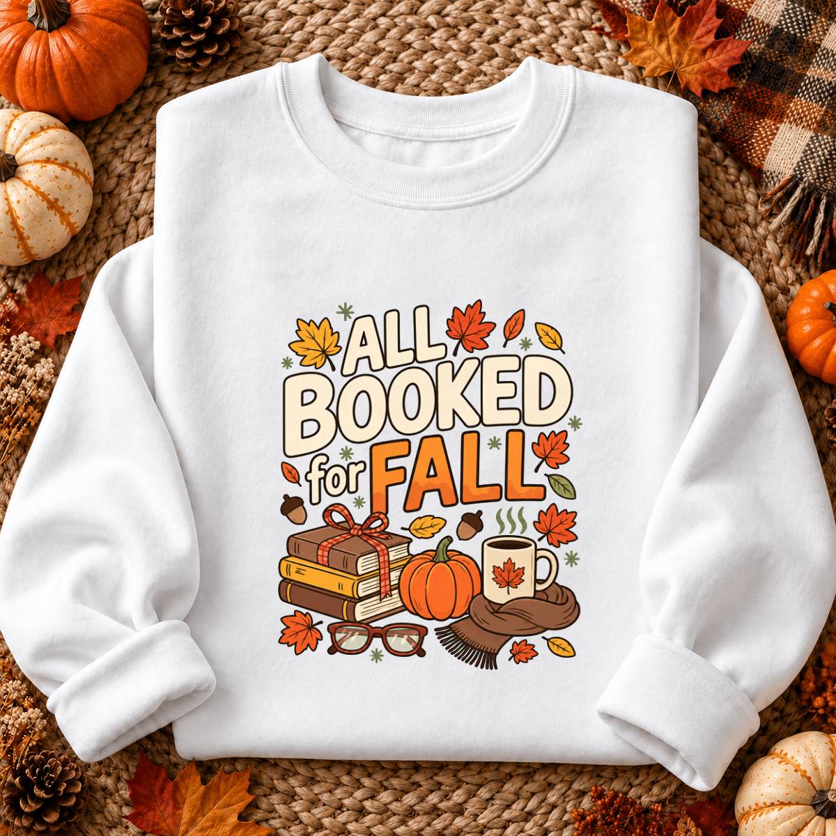 All Booked for Fall Shirt, Book Lover T-Shirt, Unisex Sweatshirt & Hoodie, Cozy Autumn Gift