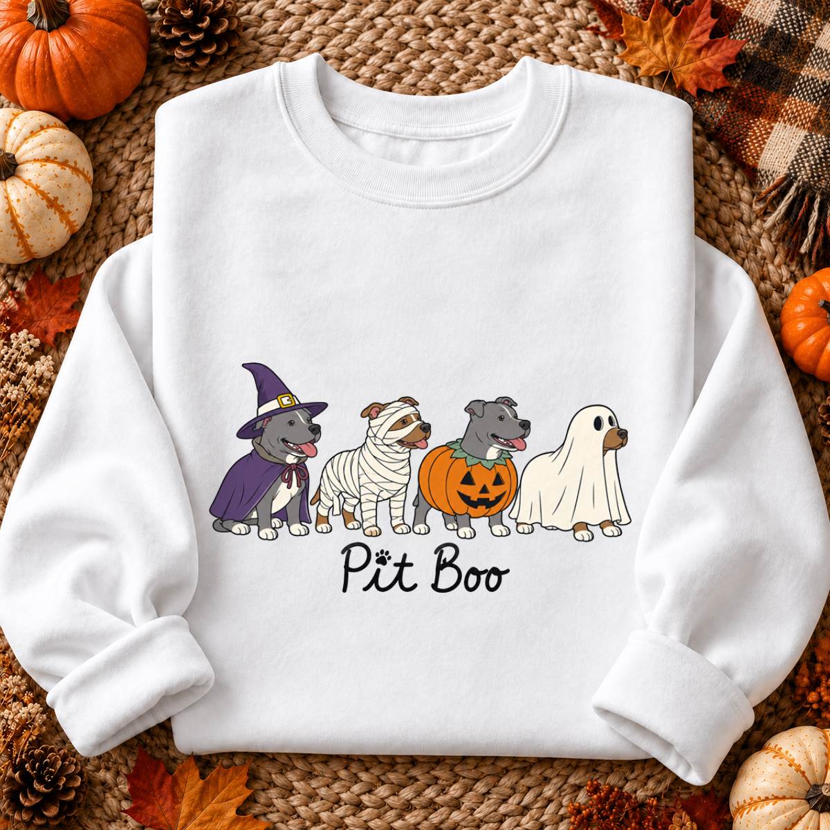 Pit Boo Pit Bull Halloween Shirt, Funny Dog Costume T-Shirt, Unisex Sweatshirt & Hoodie, Pitbull Lover Gift