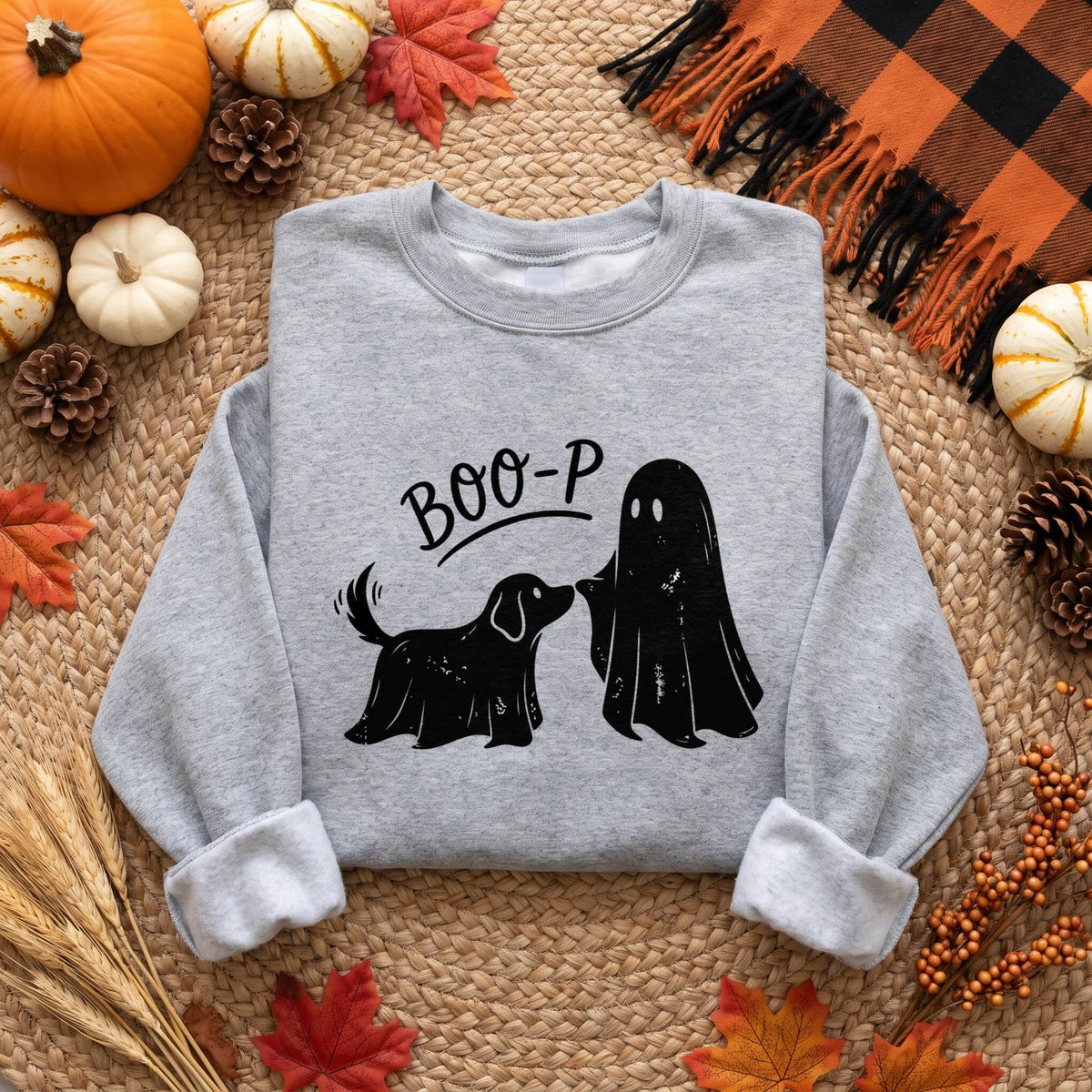 Funny Boo-P Halloween Dog Shirt, Cute Ghost Dog T-Shirt, Spooky Sweatshirt & Hoodie, Unisex Halloween Gift