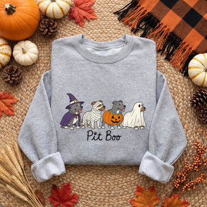 Pit Boo Pit Bull Halloween Shirt, Funny Dog Costume T-Shirt, Unisex Sweatshirt & Hoodie, Pitbull Lover Gift