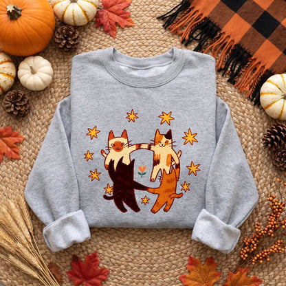 Cats Holding Paws Friendship Shirt, Cute Cat Lover T-Shirt, Sweatshirt & Hoodie, Best Friend Gift