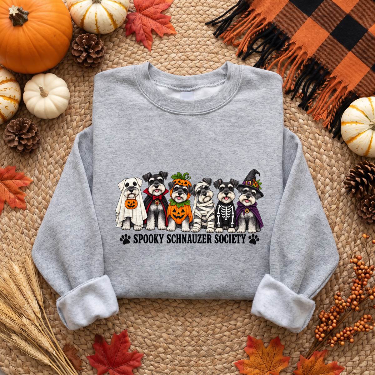 Spooky Schnauzer Society Halloween Shirt, Dog Lover T-Shirt, Unisex Sweatshirt & Hoodie, Halloween Gift