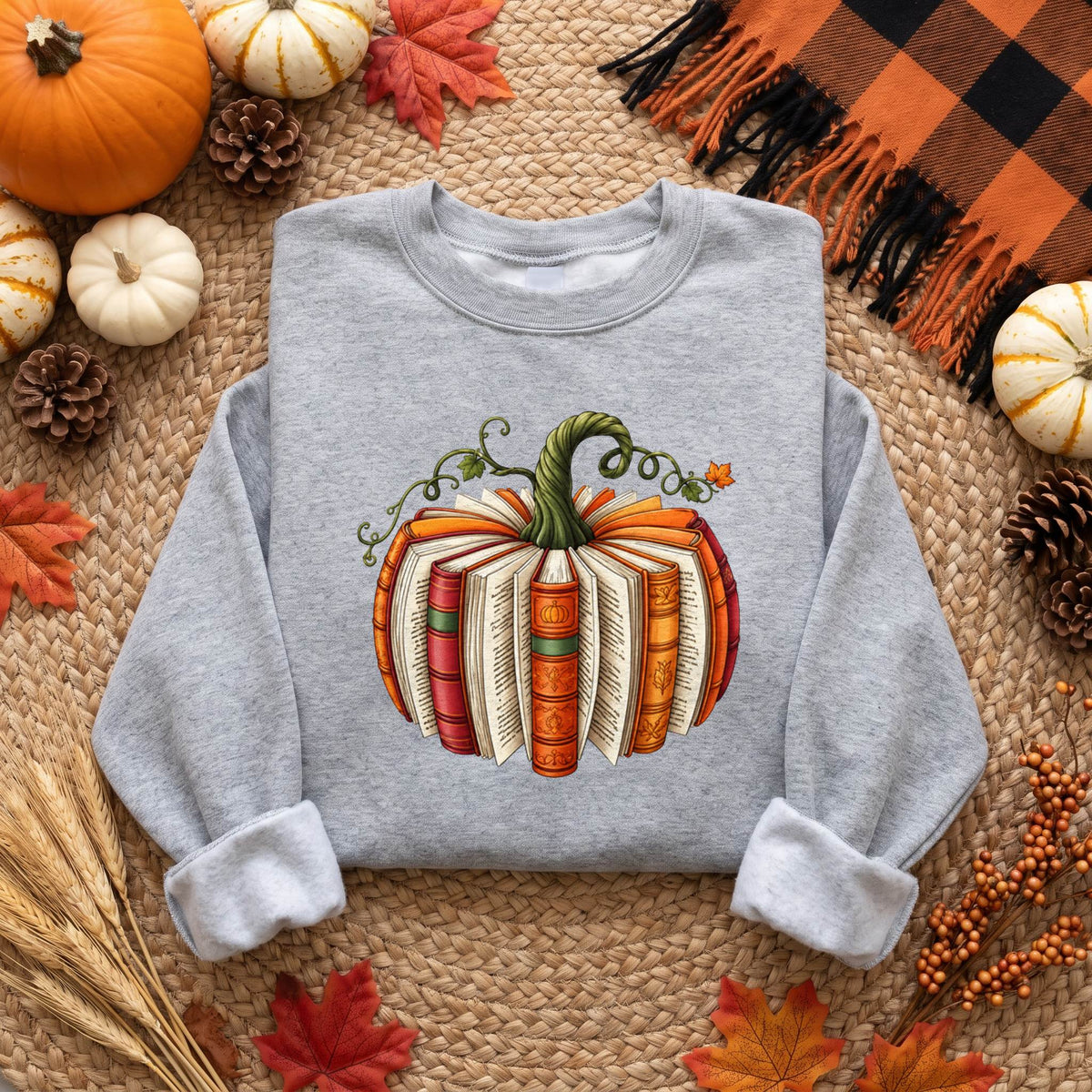 Book Pumpkin Shirt for Grandma & Grandpa, Fall Book Lover T-Shirt