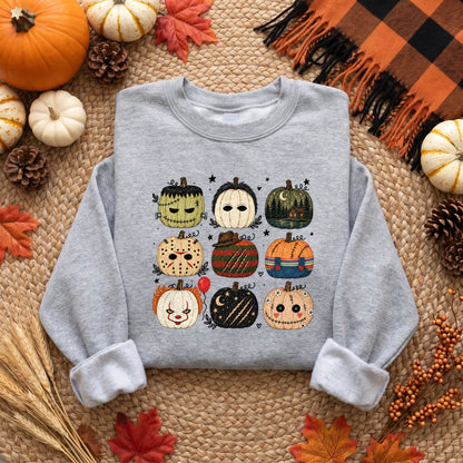 Vintage Horror Pumpkin Shirt, Spooky Monster Halloween T-Shirt, Retro Scary Sweatshirt & Hoodie, Unisex Fall Gift
