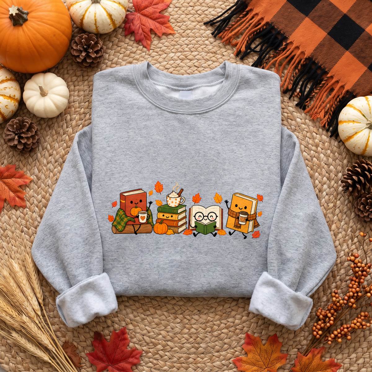 Cozy Fall Book Lover Shirt, Cute Reading and Coffee T-Shirt, Sweatshirt & Hoodie, Librarian Gift