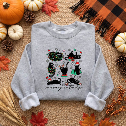 Merry Catmas Black Cat Christmas Shirt, Funny Cat Lover T-Shirt, Sweatshirt & Hoodie, Christmas Gift