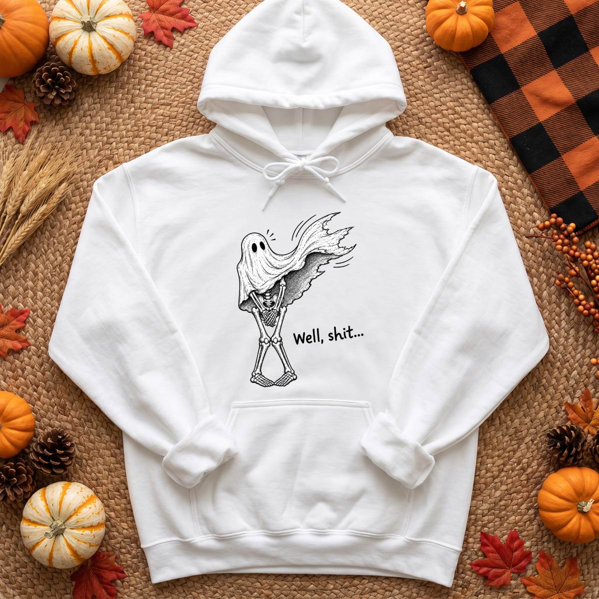 Well Shit Ghost Skeleton Halloween Shirt, Funny Dark Humor T-Shirt, Sweatshirt & Hoodie, Halloween Gift