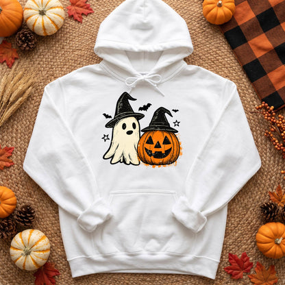 Cute Ghost Pumpkin Halloween Shirt, Witch Hat T-Shirt, Spooky Season Sweatshirt & Hoodie, Unisex Halloween Gift