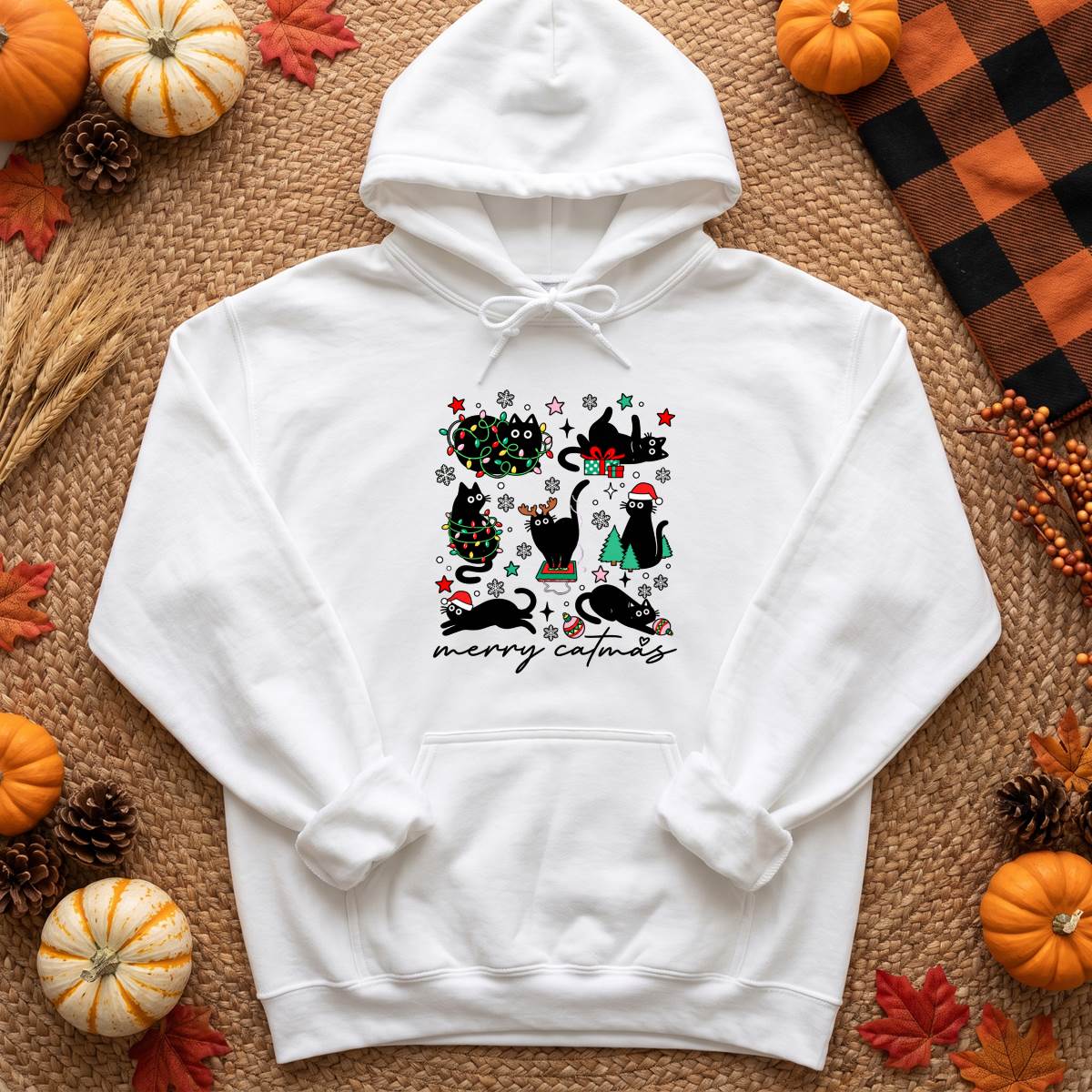 Merry Catmas Black Cat Christmas Shirt, Funny Cat Lover T-Shirt, Sweatshirt & Hoodie, Christmas Gift