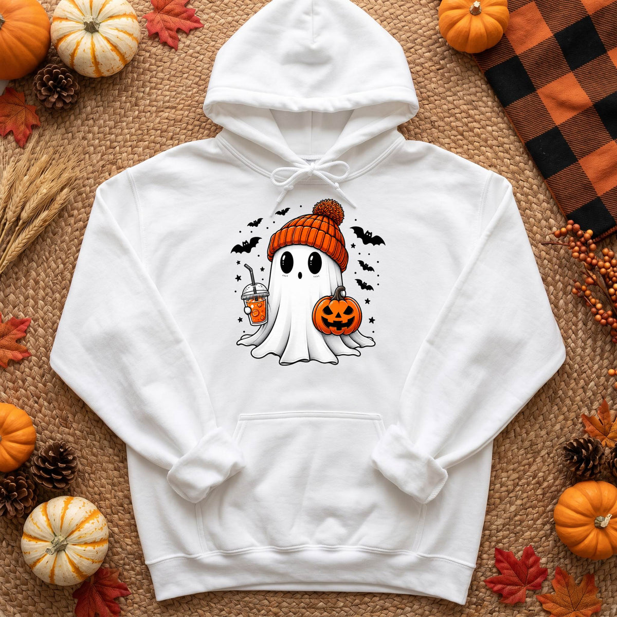 Cute Ghost Halloween Shirt, Cozy Beanie Ghost T-Shirt, Pumpkin Spooky Season Sweatshirt & Hoodie, Unisex Fall Gift
