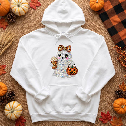 Bling Ghost Halloween Shirt, Sparkly Coffee Ghost T-Shirt, Sweatshirt & Hoodie, Halloween Gift