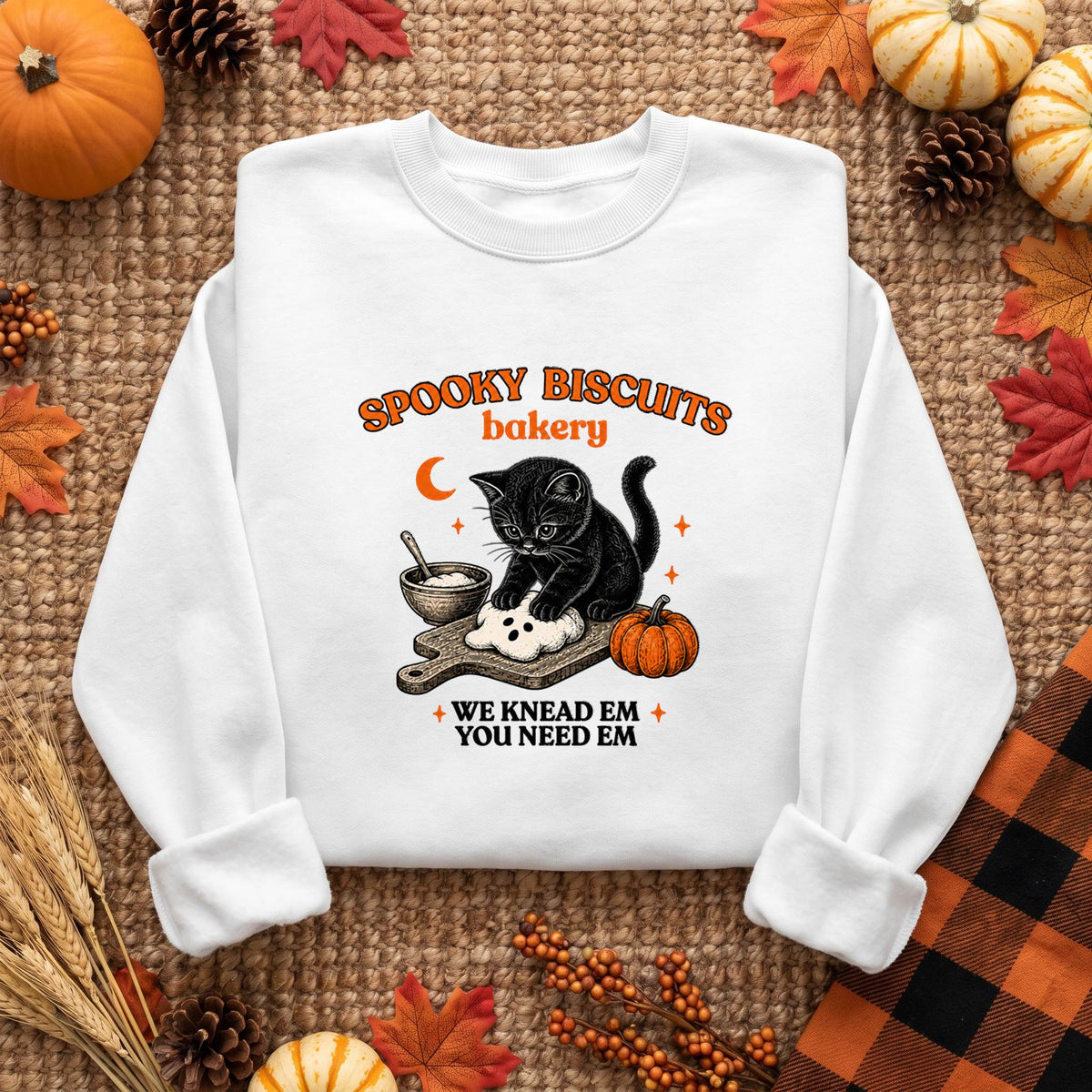 Spooky Biscuits Bakery Black Cat Halloween Shirt, Funny Baking Cat T-Shirt, Sweatshirt & Hoodie