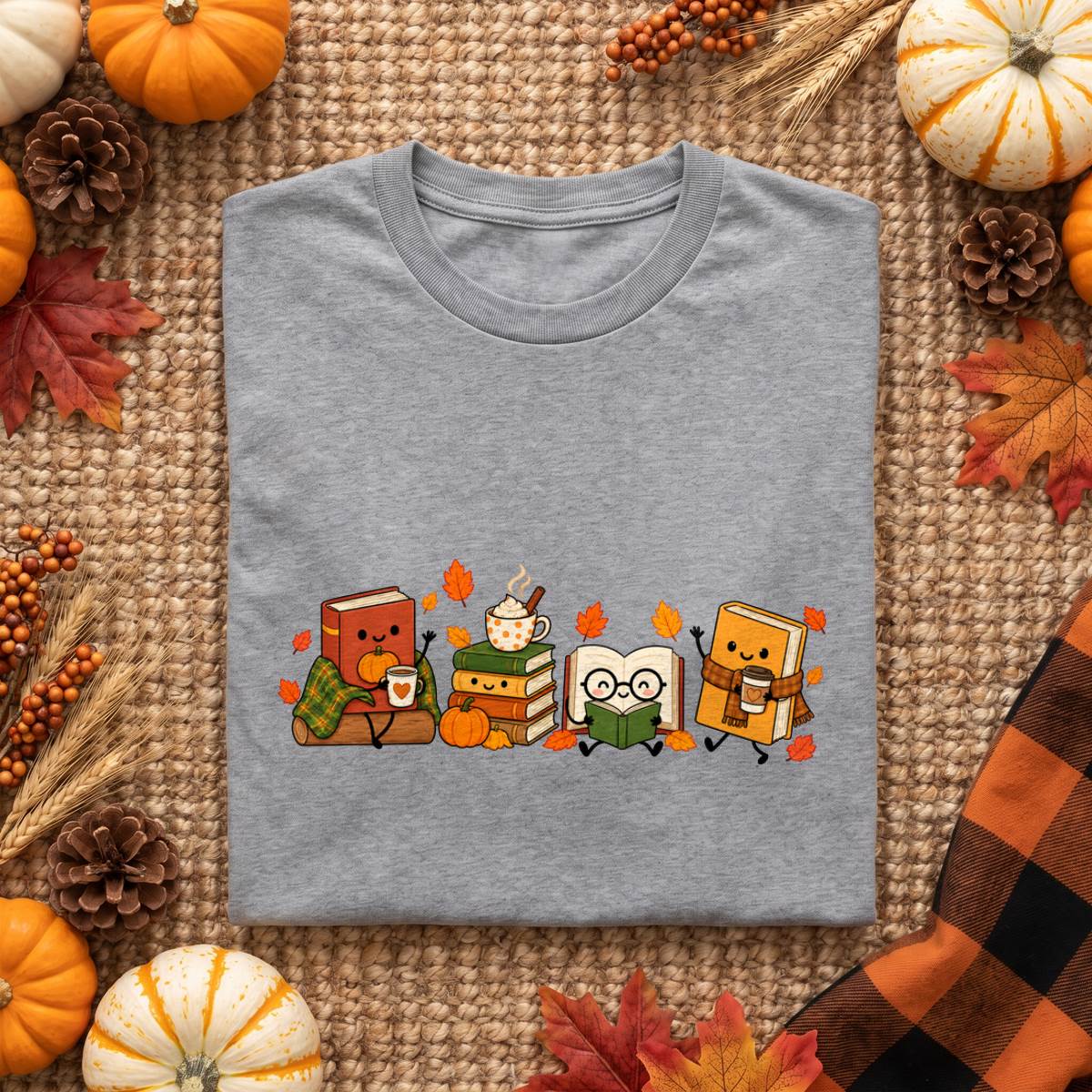Cozy Fall Book Lover Shirt, Cute Reading and Coffee T-Shirt, Sweatshirt & Hoodie, Librarian Gift
