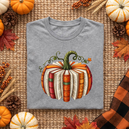 Book Pumpkin Shirt for Grandma & Grandpa, Fall Book Lover T-Shirt