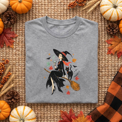 Vintage Witch and Black Cat Halloween Shirt, Witchy T-Shirt, Unisex Sweatshirt & Hoodie, Halloween Gift