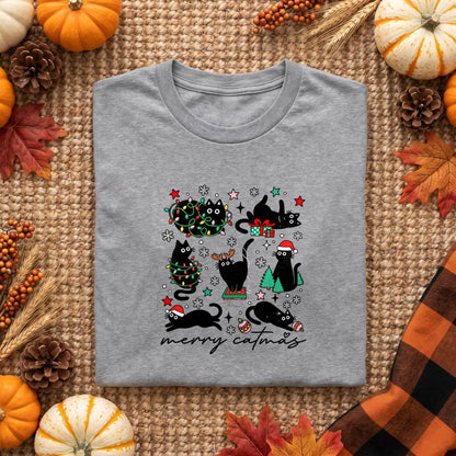 Merry Catmas Black Cat Christmas Shirt, Funny Cat Lover T-Shirt, Sweatshirt & Hoodie, Christmas Gift