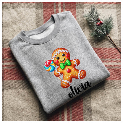 Personalized Gingerbread Christmas Shirt, Custom Name T-Shirt, Sweatshirt & Hoodie, Unisex Holiday Gift
