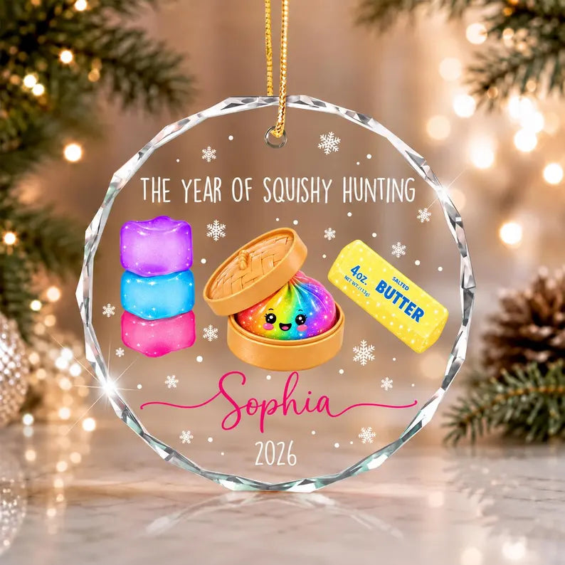 Personalized Squishy Christmas Ornament 2026: Kids Name Ornament, Viral Dumpling Squishy Gift, Girls Christmas Gift, Year Of Squishy Hunting