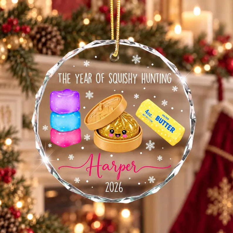 Personalized Squishy Christmas Ornament 2026: Kids Name Ornament, Viral Dumpling Squishy Gift, Girls Christmas Gift, Year Of Squishy Hunting