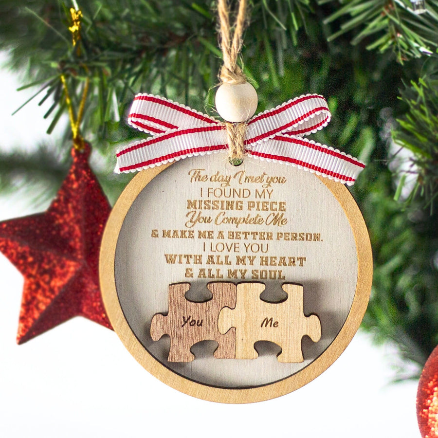 Personalized Puzzle Piece Couple Ornament,Custom Valentine's Day Car Charm,Cute Couple Keepsake, AnniversaryGift,Personalized LoveDecoration - main product image