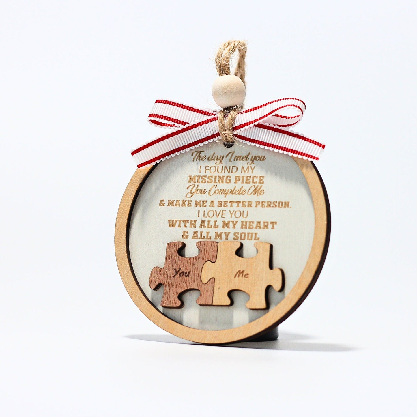 Personalized Puzzle Piece Couple Ornament,Custom Valentine's Day Car Charm,Cute Couple Keepsake, AnniversaryGift,Personalized LoveDecoration - product image 2