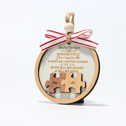Personalized Puzzle Piece Couple Ornament,Custom Valentine's Day Car Charm,Cute Couple Keepsake, AnniversaryGift,Personalized LoveDecoration - product image 2