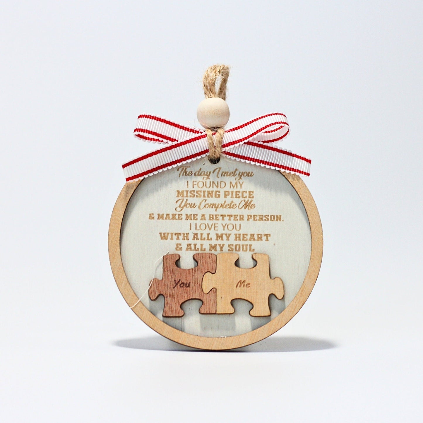 Personalized Puzzle Piece Couple Ornament,Custom Valentine's Day Car Charm,Cute Couple Keepsake, AnniversaryGift,Personalized LoveDecoration - product image 3