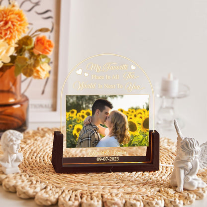 Custom Couples Photo Night Light, Personalized Anniversary LED Lamp, Boyfriend Girlfriend Gift, Picture Acrylic Plaque - product image 3