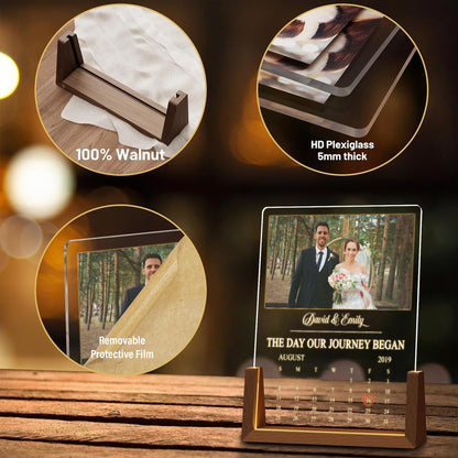 Custom Calendar Photo Night Light, The Day We Met Acrylic Plaque, Personalized Anniversary LED Lamp, Wedding Couples Gift - product image 5