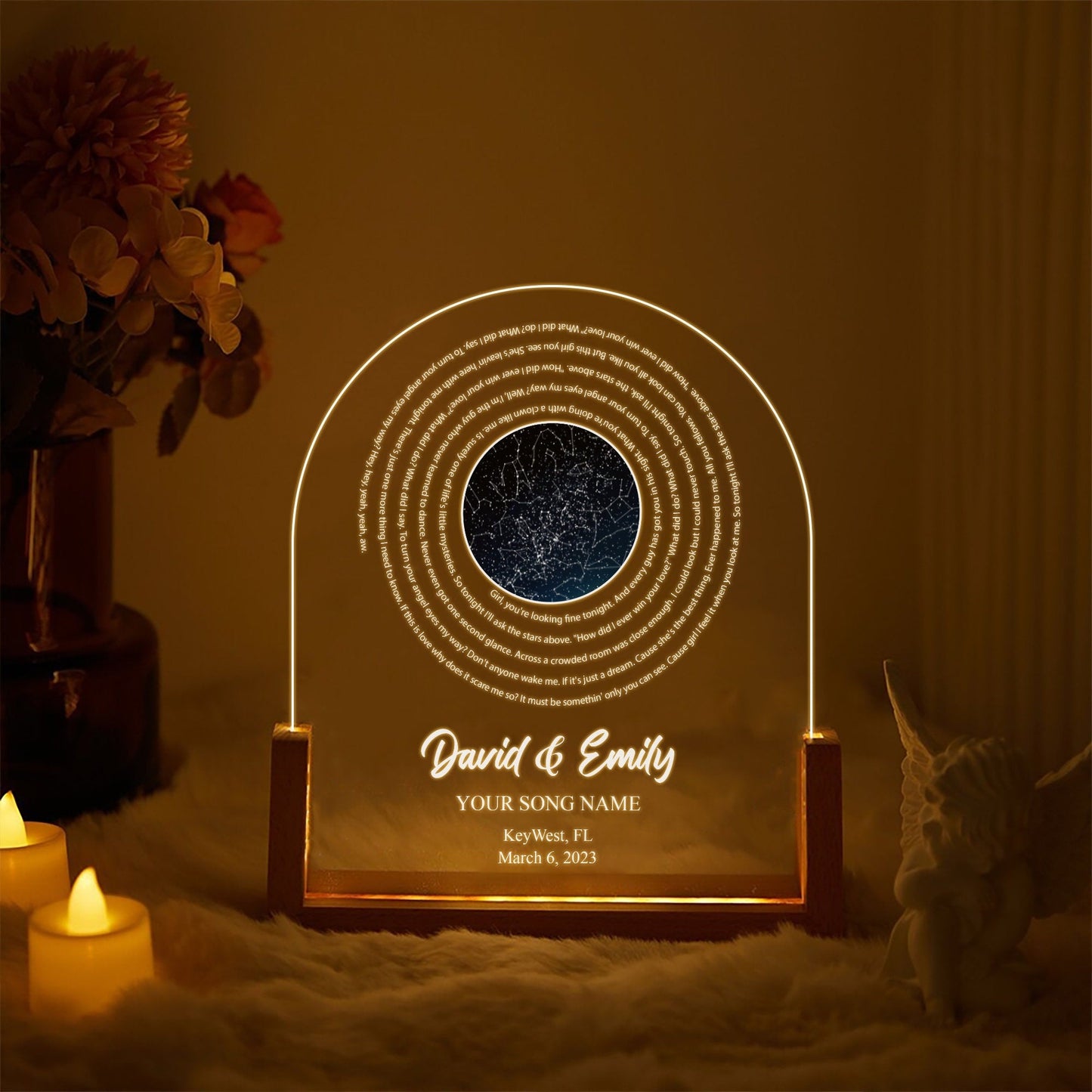 Custom Song Name Night Light, Personalized Record Player Acrylic Plaque, First Dance Couples Lamp, Anniversary Gift - product image 2