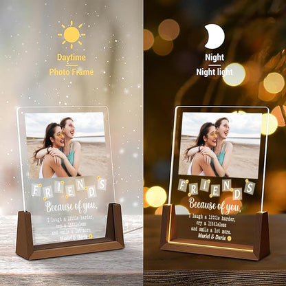 Custom Best Friend Photo Lamp, Personalized Friendship LED Light, Scrabble Name Acrylic Plaque, Birthday Gift for Her - product image 5