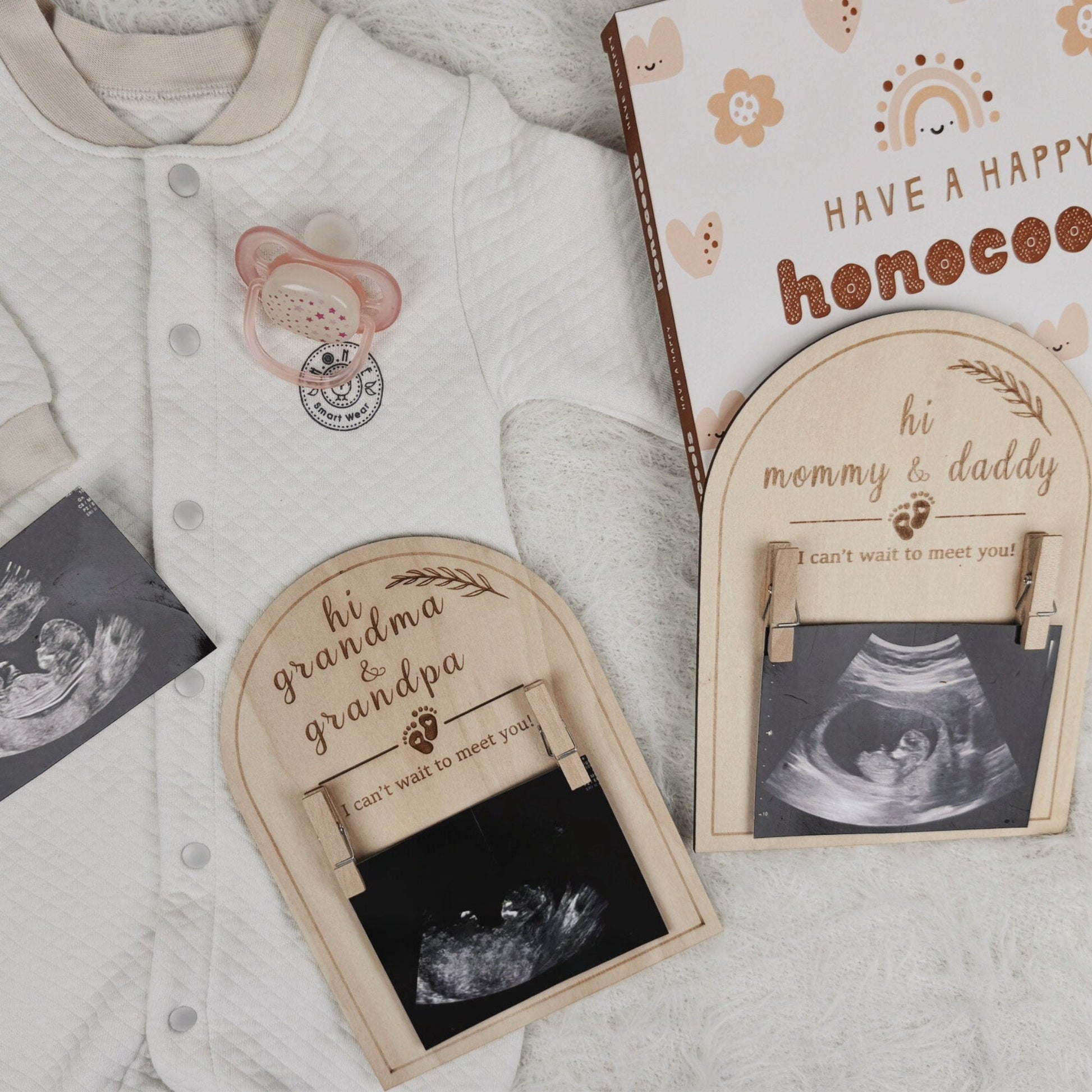Grandparent Pregnancy Announcement Gift - Custom Basswood Ultrasound Photo Frame, New Baby Reveal Keepsake, Future Grandma Grandpa Gift - product image 6