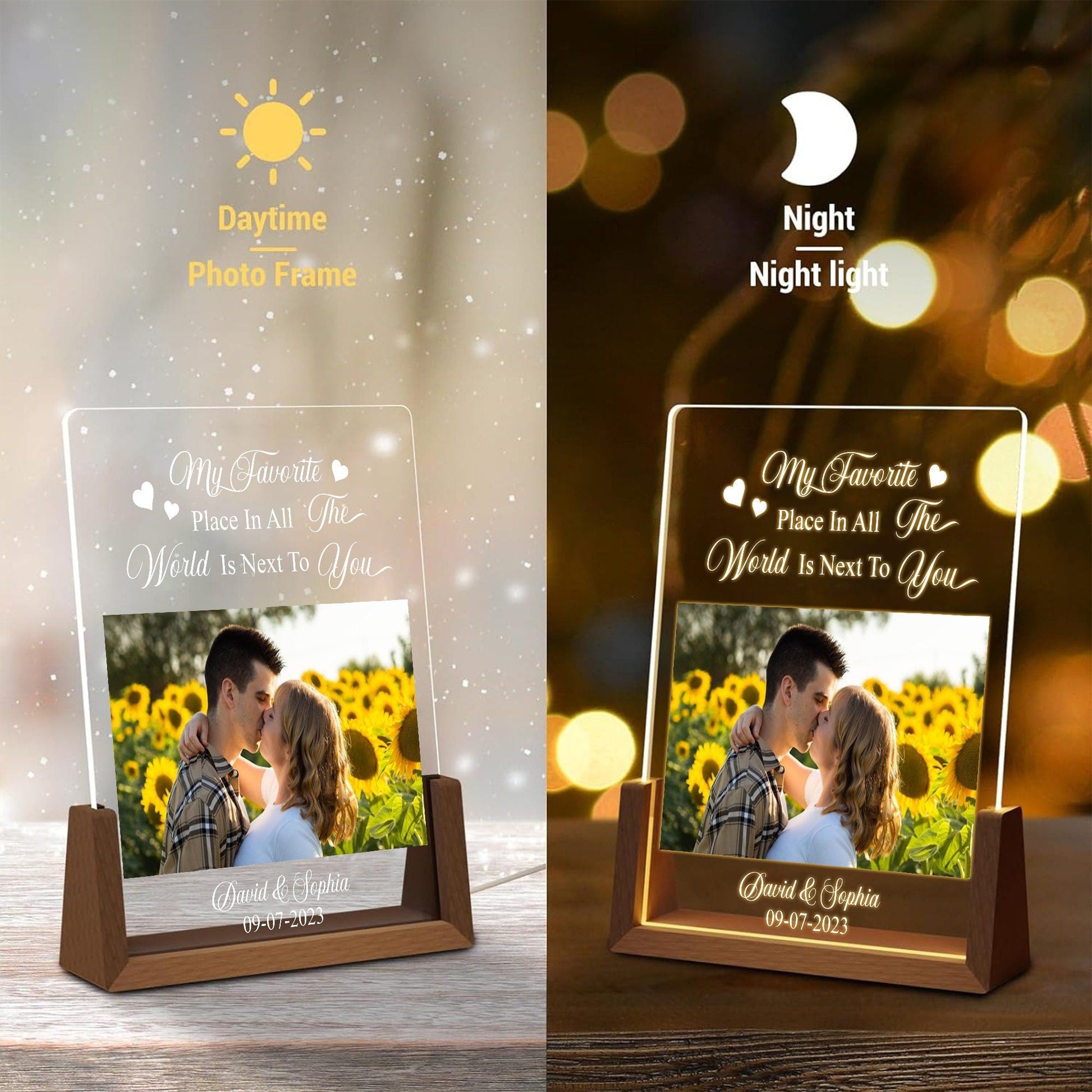 Custom Couples Photo Night Light, Personalized Anniversary LED Lamp, Boyfriend Girlfriend Gift, Picture Acrylic Plaque - product image 7