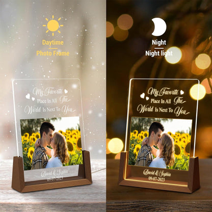 Custom Couples Photo Night Light, Personalized Anniversary LED Lamp, Boyfriend Girlfriend Gift, Picture Acrylic Plaque - product image 7