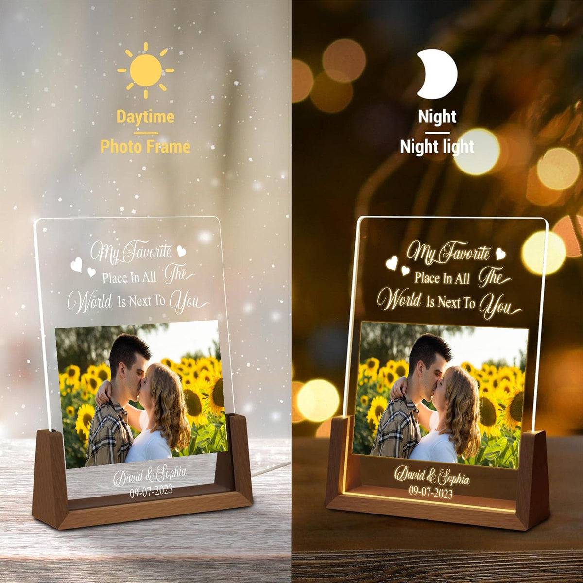 Custom Couples Photo Night Light, Personalized Anniversary LED Lamp, Boyfriend Girlfriend Gift, Picture Acrylic Plaque - product image 7