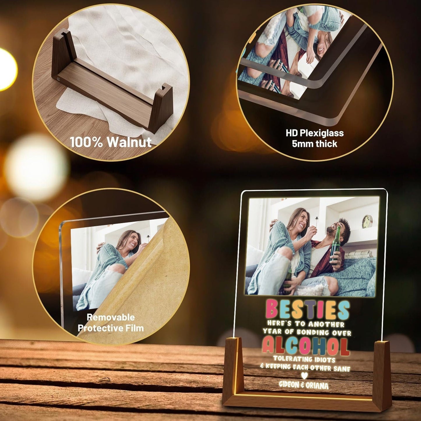 Reasons Why You Are My Bestie Lamp, Custom Text Photo Plaque, Funny Best Friend Gift, Personalized Friendship Keepsake, Unique Birthday Sign - product image 5