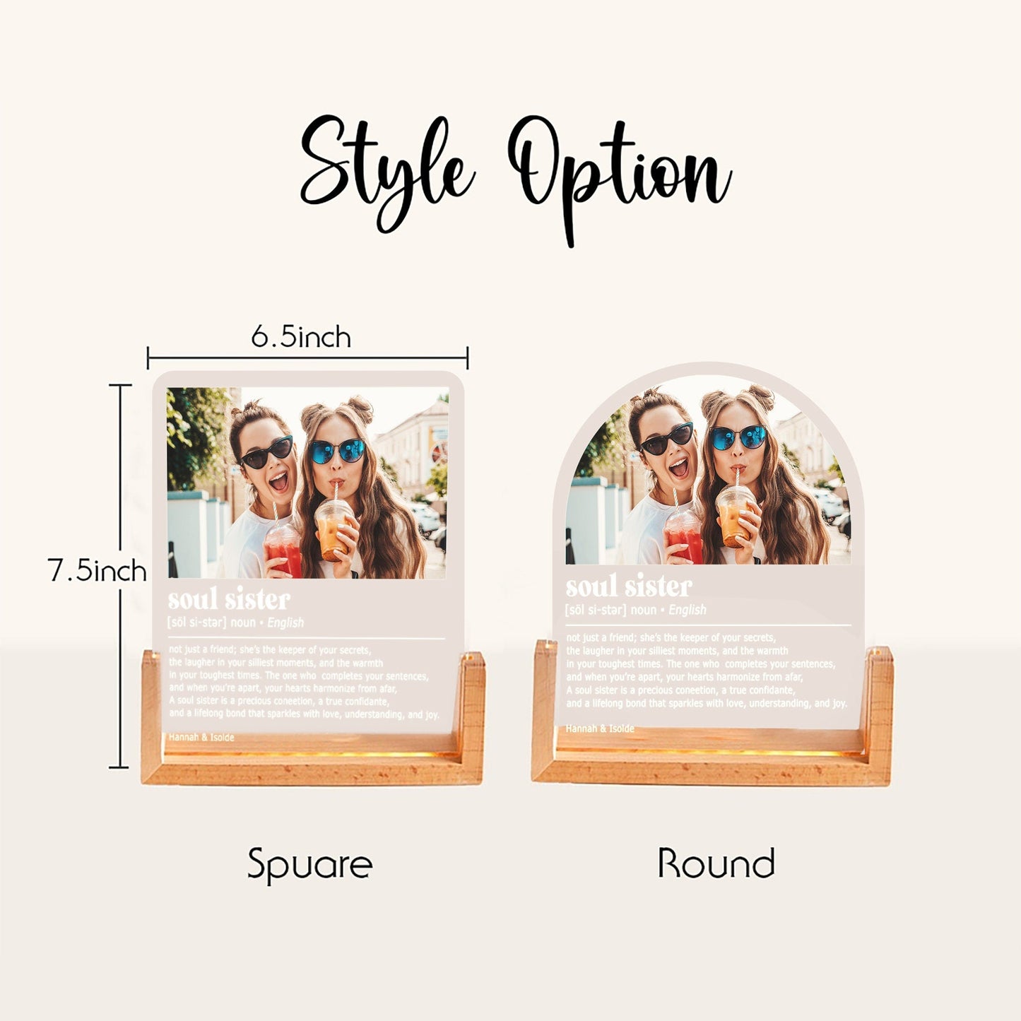 Custom Soul Sister Definition Plaque, Best Friend Photo Lamp, Unbiological Sister Gift, Aesthetic Room Decor, Personalized Bestie Birthday - product image 4