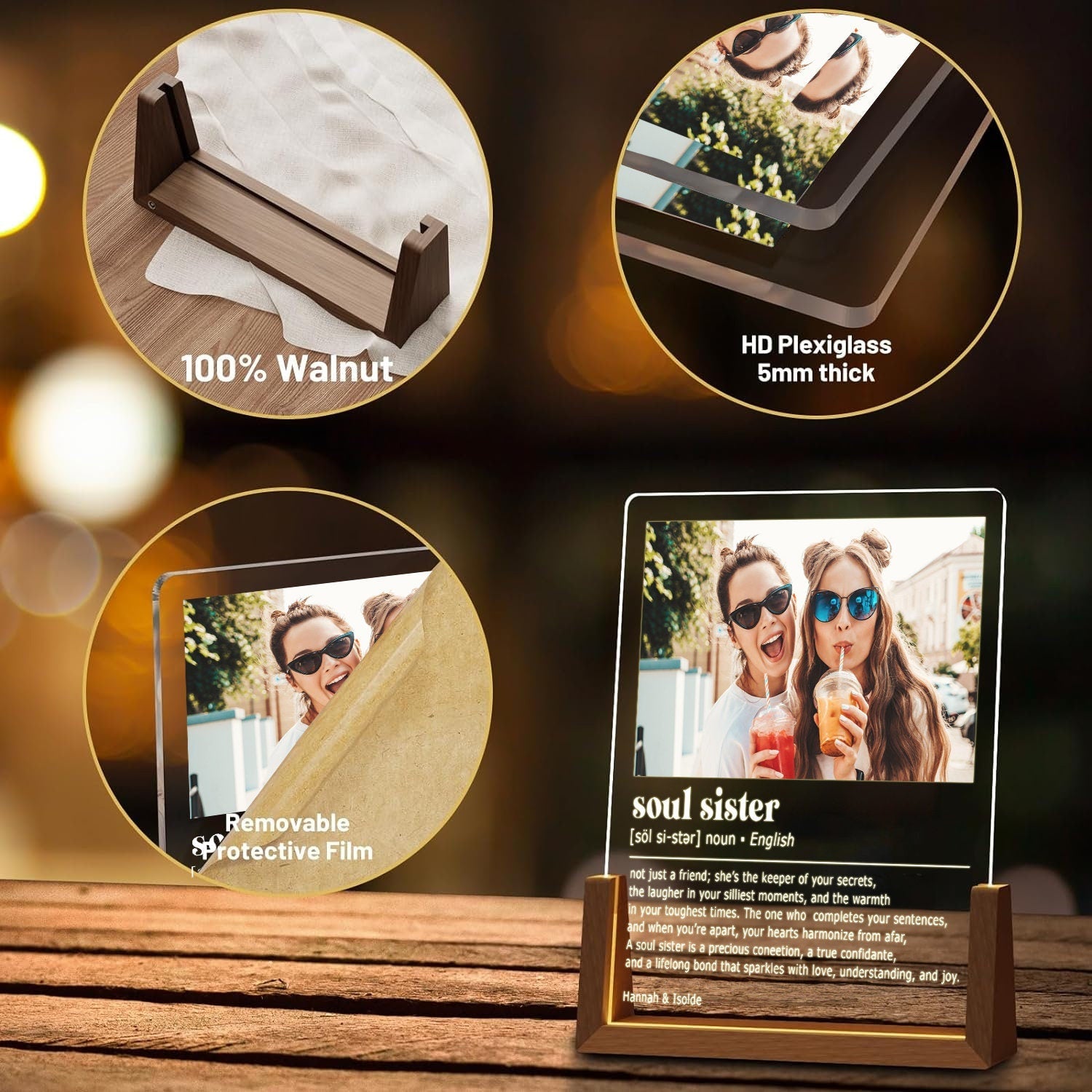 Custom Soul Sister Definition Plaque, Best Friend Photo Lamp, Unbiological Sister Gift, Aesthetic Room Decor, Personalized Bestie Birthday - product image 3
