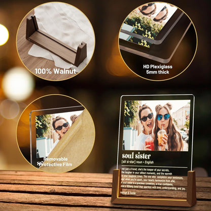 Custom Soul Sister Definition Plaque, Best Friend Photo Lamp, Unbiological Sister Gift, Aesthetic Room Decor, Personalized Bestie Birthday - product image 3