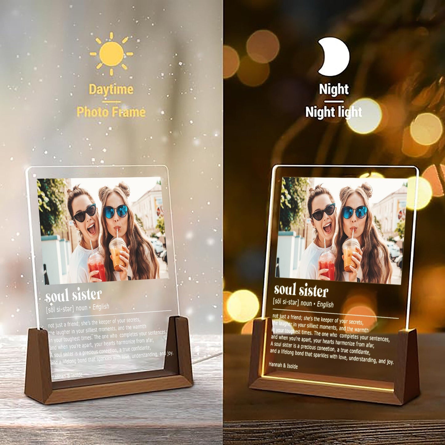 Custom Soul Sister Definition Plaque, Best Friend Photo Lamp, Unbiological Sister Gift, Aesthetic Room Decor, Personalized Bestie Birthday - product image 5