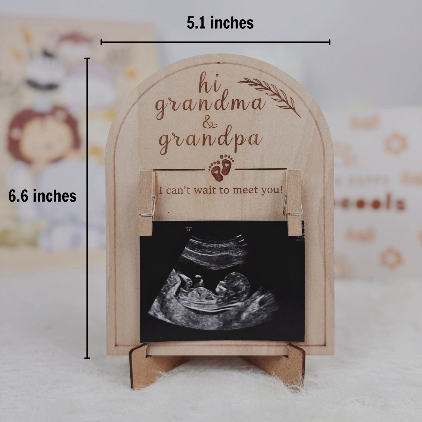 Grandparent Pregnancy Announcement Gift - Custom Basswood Ultrasound Photo Frame, New Baby Reveal Keepsake, Future Grandma Grandpa Gift - product image 3