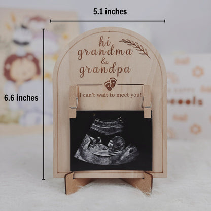 Grandparent Pregnancy Announcement Gift - Custom Basswood Ultrasound Photo Frame, New Baby Reveal Keepsake, Future Grandma Grandpa Gift - product image 3