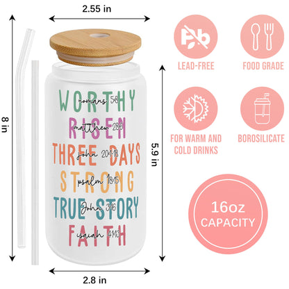 Christian Affirmations Iced Coffee Cup: Glass Can with Lid & Straw - product image 6