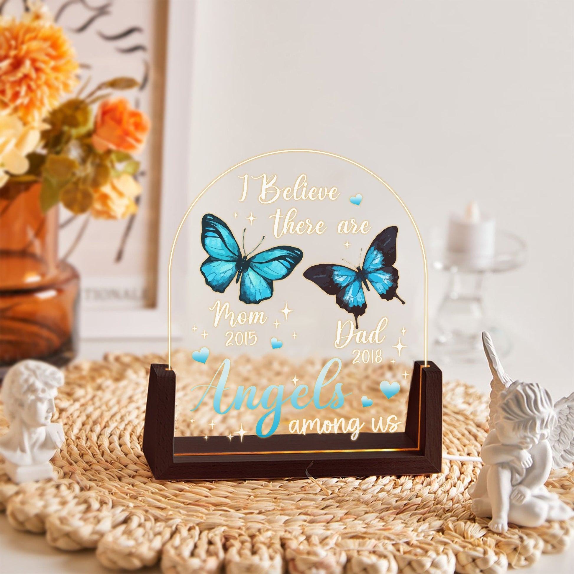 Memorial Gift for Loss of Mother Plaque, Angel Butterfly Night Light, Loss of Parents Sympathy Gift, In Memory of Plaque Plaque - product image 7