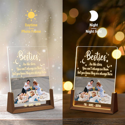 Long Distance Friendship Photo Lamp, Besties Are Like Stars Plaque, Custom Picture LED Light, Personalized Best Friend Gift - product image 4