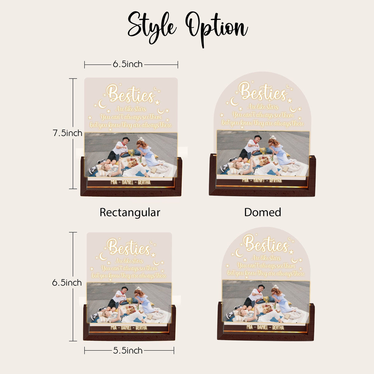 Long Distance Friendship Photo Lamp, Besties Are Like Stars Plaque, Custom Picture LED Light, Personalized Best Friend Gift - product image 5