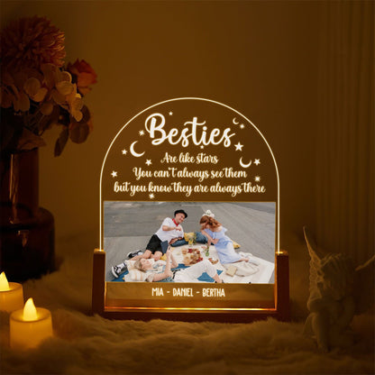 Long Distance Friendship Photo Lamp, Besties Are Like Stars Plaque, Custom Picture LED Light, Personalized Best Friend Gift - product image 2