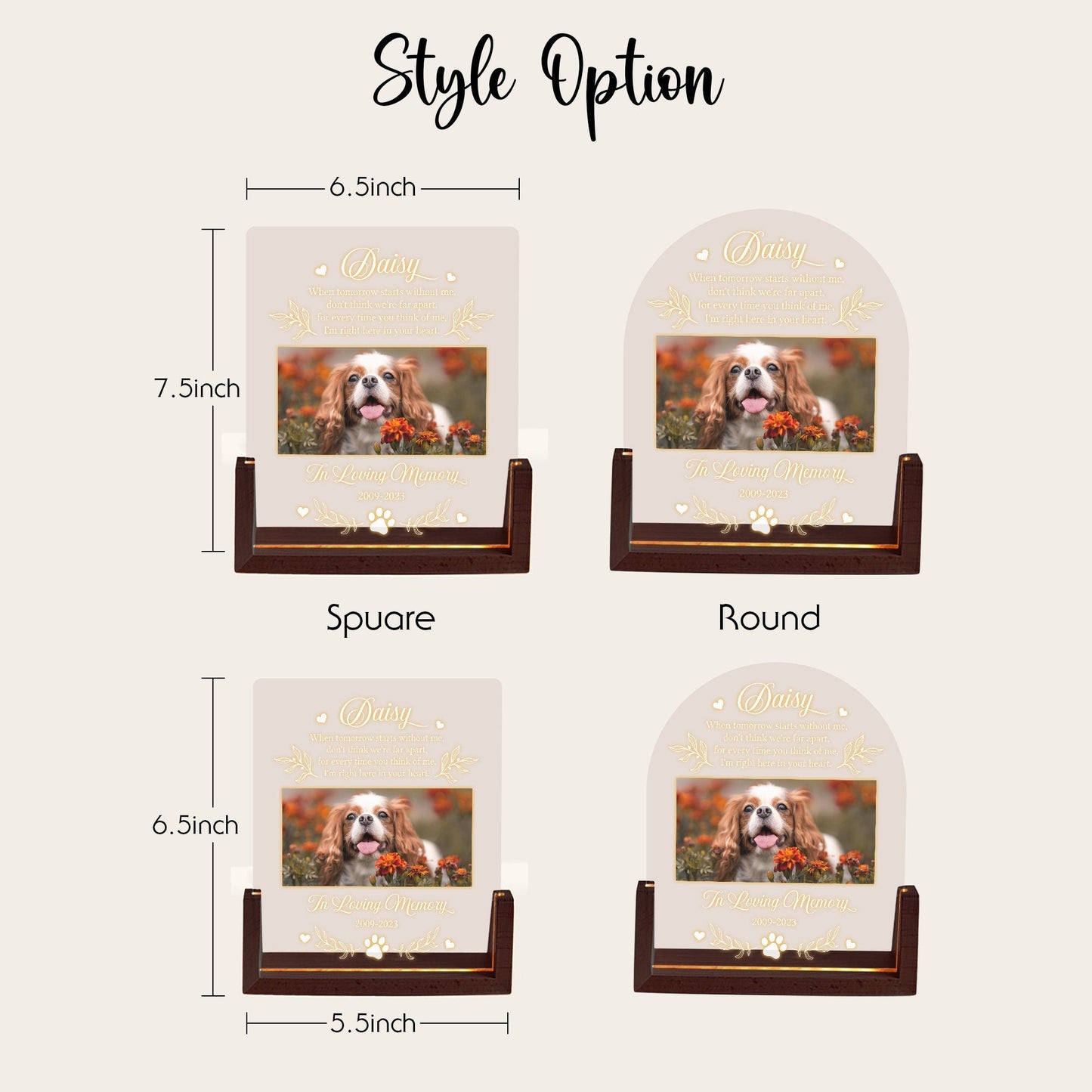 Custom Pet Plaque with Photo, Dog Memorial Gift, Pet Loss Sympathy Keepsake, In Loving Memory Plaque, Cat Bereavement Night Light - product image 3