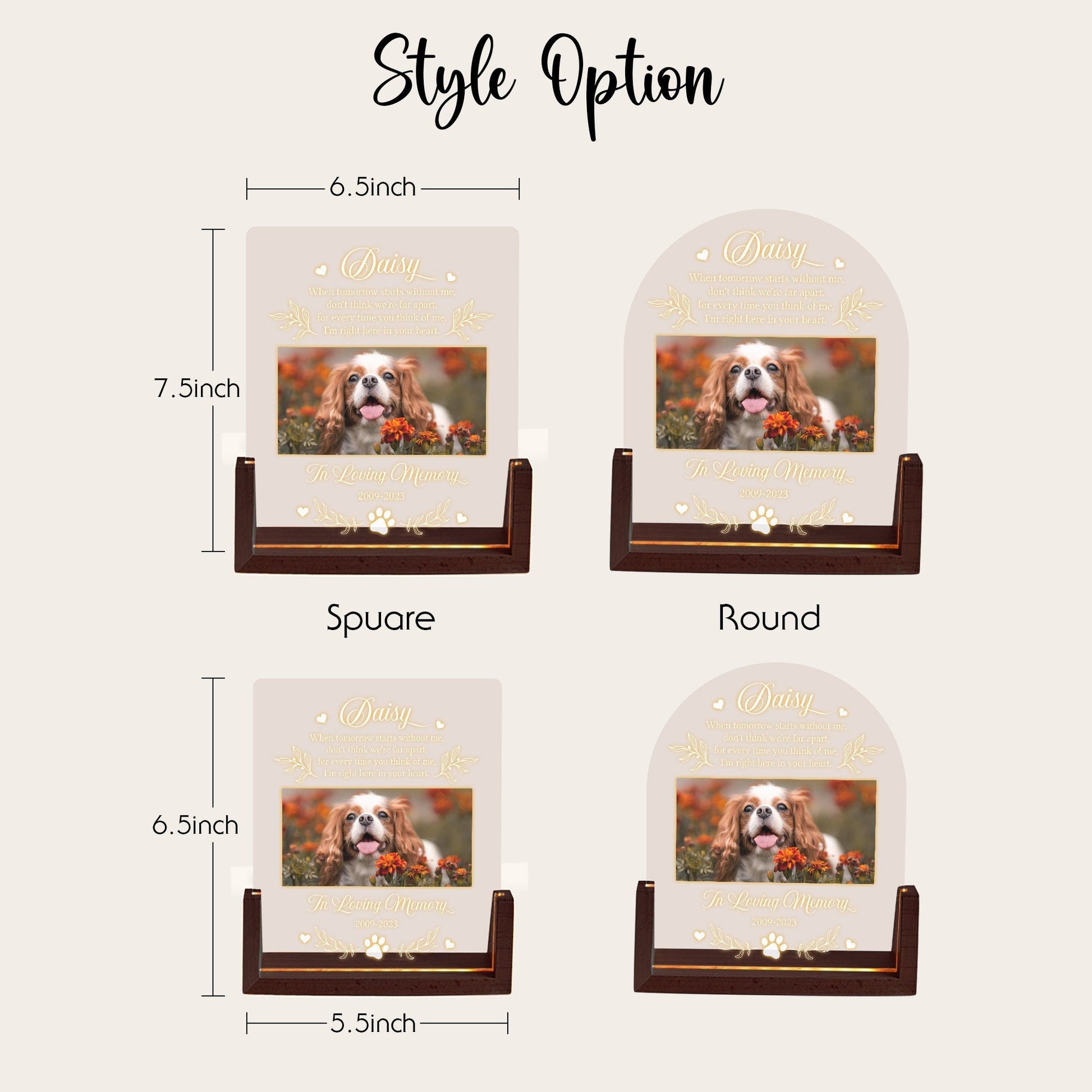 Custom Pet Plaque with Photo, Dog Memorial Gift, Pet Loss Sympathy Keepsake, In Loving Memory Plaque, Cat Bereavement Night Light - product image 3